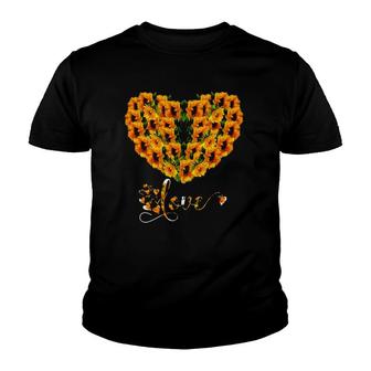 Valentine's Day Flowers Heart Sunflower Women Matching Couple Youth T-shirt | Mazezy