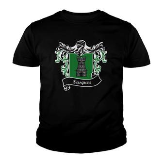 Vasquez Coat Of Arms Surname Last Name Family Crest Youth T-shirt | Mazezy