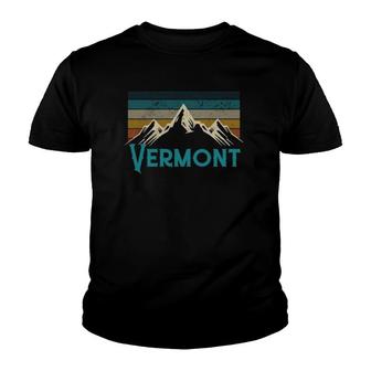 Vermont Vintage Mountains Retro Hiking Souvenir Gift Youth T-shirt | Mazezy UK