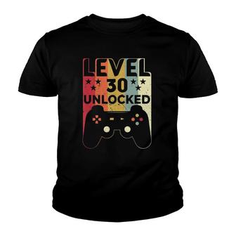 Video Gamer Men Women 30Th Bday Level 30 Unlocked Birthday Youth T-shirt | Mazezy