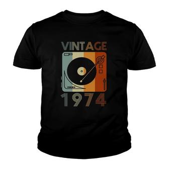 Vintage 1974 Retro Record Player Birthday Vinyl Dj Youth T-shirt | Mazezy