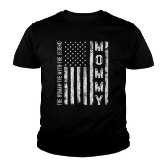 Vintage American Flag Mommy Woman Myth Legend Mommy Mother Youth T-shirt | Mazezy