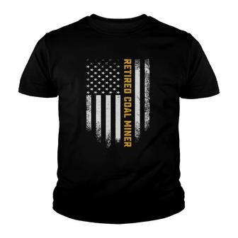 Vintage American Flag Proud Retired Coal Miner Retirement Youth T-shirt | Mazezy