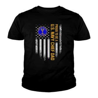 Vintage American Flag Proud To Be Us Navy Chief Veteran Dad Youth T-shirt | Mazezy
