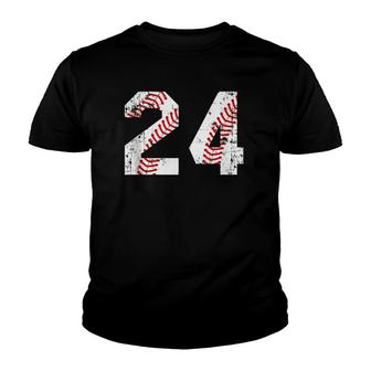 Vintage Baseball 24 Jersey Number Youth T-shirt | Mazezy