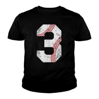Vintage Baseball 3 Jersey Number Youth T-shirt | Mazezy