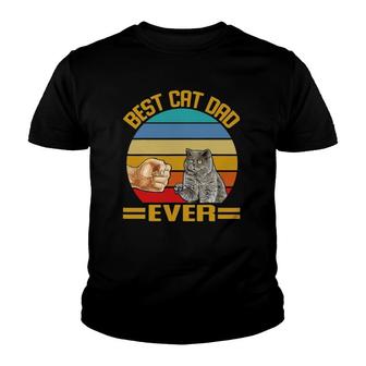 Vintage Best Cat Dad Ever British Shorthair Cats Dad Youth T-shirt | Mazezy