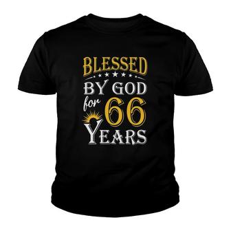 Vintage Blessed By God For 66 Years Happy 66Th Birthday Youth T-shirt | Mazezy