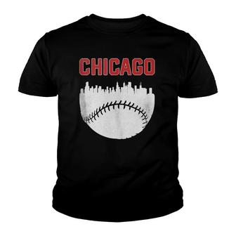 Vintage Chicago Skyline Retro Baseball City Tank Top Youth T-shirt | Mazezy