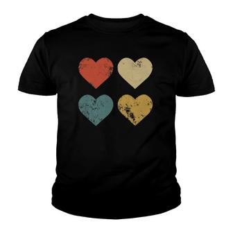 Vintage Hearts Cool Retro Valentines Day Gift For Women Men Youth T-shirt | Mazezy