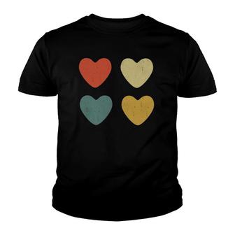 Vintage Hearts Cool Retro Valentine's Day Gift Youth T-shirt | Mazezy
