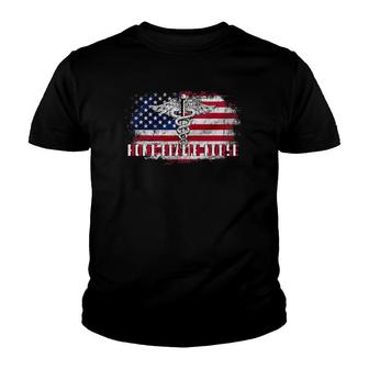Vintage Home Health Nurse With American Flag Gift Nursing Youth T-shirt - Thegiftio UK