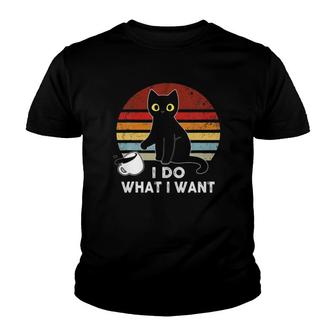 Vintage I Do What I Want Cat Love Dad Mom Boy Girl Funny Youth T-shirt | Mazezy