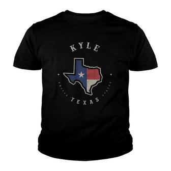 Vintage Kyle Texas State Flag Map Souvenir Gift Youth T-shirt | Mazezy