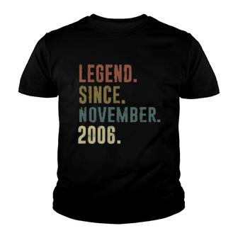 Vintage Legend Since November 2006 15Th Birthday Youth T-shirt | Mazezy