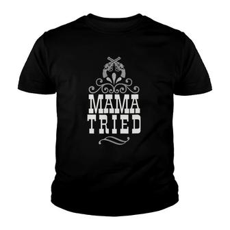 Vintage Mama Tried Retro Country Outlaw Music Youth T-shirt | Mazezy