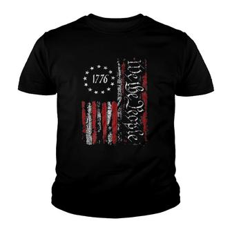 Vintage Old American Flag Patriotic 1776 We The People Usa Youth T-shirt | Mazezy