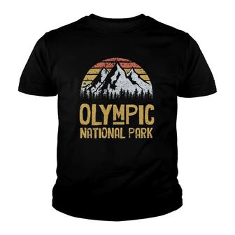 Vintage Olympic National Park Mountain Washington Youth T-shirt | Mazezy
