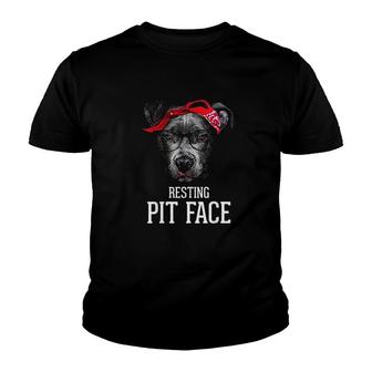 Vintage Pitbull Resting Pit Face Funny Pitbull Lovers Dog Youth T-shirt - Thegiftio UK