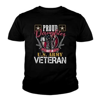 Vintage Proud Daughter Of A US Army Veteran Gift Mom Dad Youth T-shirt | Mazezy