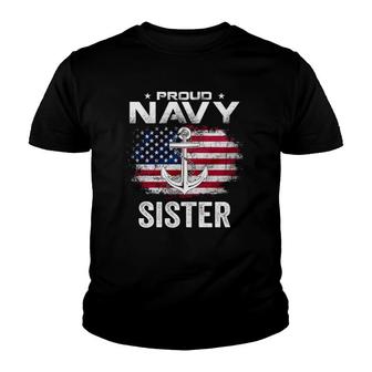 Vintage Proud Navy Sister With American Flag Gift Veteran Youth T-shirt | Mazezy UK
