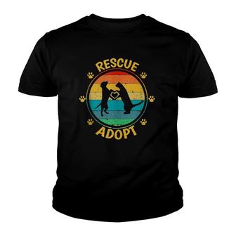 Vintage Rescue Adopt Animal Pets Dog Cat Paw Heart Adoption Youth T-shirt | Mazezy UK