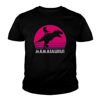 Vintage Retro 1 Kid Mamasaurus Sunset Funny Gift For Mother Youth T-shirt | Mazezy