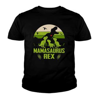 Vintage Retro 3 Kids Mamasaurus Dinosaur Lover Gift Youth T-shirt | Mazezy