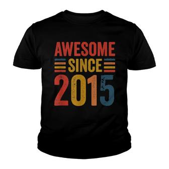 Vintage Retro Awesome Since 2015 7Th Birthday Ideas Youth T-shirt | Mazezy