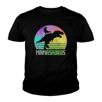Vintage Retro Mamasaurus Rainbow Sunset Gift For Mother Of 1 Ver2 Youth T-shirt | Mazezy CA