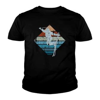 Vintage Ski Diamond Design Freestyle Skier Gift Youth T-shirt | Mazezy
