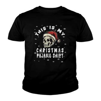 Vintage Skull Santa Hat Skeleton Christmas Pajama Youth T-shirt