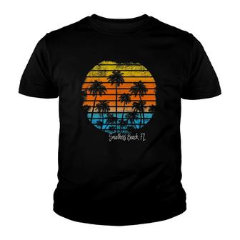 Vintage Smathers Beach Fl Beach Sunset And Palm Trees Youth T-shirt | Mazezy