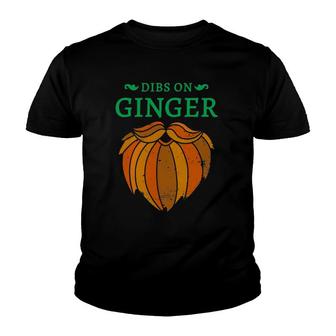 Vintage St Patrick's Day Dibs On The Ginger Red Beard Irish Youth T-shirt | Mazezy