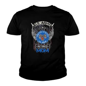 Vintage Usa American Flag Us Army Proud Retired Mom Funny Youth T-shirt | Mazezy