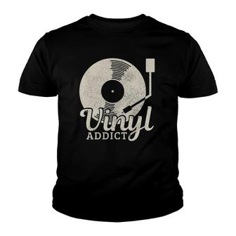 Vinyl Addict Record Vintage Retro Dj Gift Youth T-shirt | Mazezy