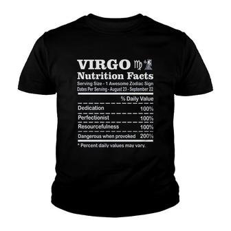 Virgo Nutrition Facts Youth T-shirt | Mazezy