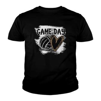 Volleyball Player Game Day Leopard Cheetah Volleyball Mom Youth T-shirt | Mazezy