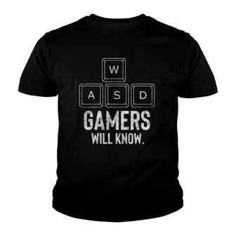 Wasd Pc Gamers Will Know Gaming Gift Youth T-shirt | Mazezy