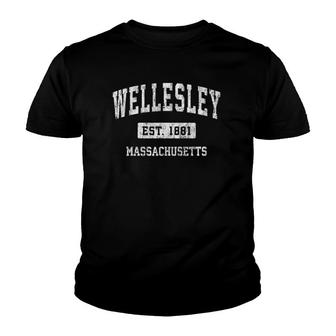 Wellesley Massachusetts Ma Vintage Sports Established Design Youth T-shirt | Mazezy