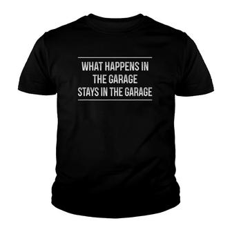 What Happens In The Garage Stays In The Garage Vintage Youth T-shirt | Mazezy