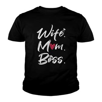 Wife Mom Boss Heart Youth T-shirt | Mazezy