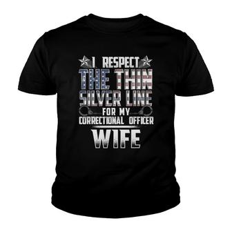 Wife Thin Silver Line Correctional Officer Youth T-shirt | Mazezy