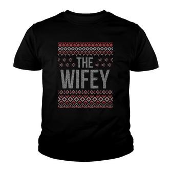 Wifey Hubby Matching Ugly Christmas Pajamas Youth T-shirt | Mazezy