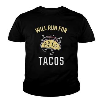 Will Run For Tacos Funny Runner Running Youth T-shirt | Mazezy