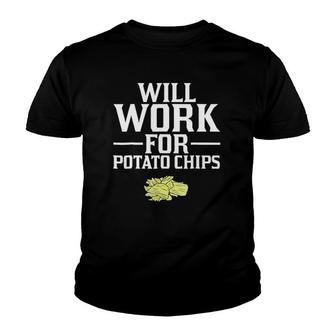 Will Work For Potato Chips Crisps Youth T-shirt | Mazezy UK