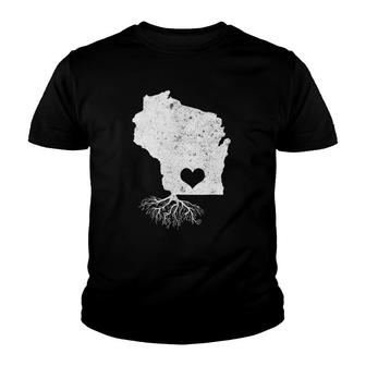 Wisconsin Roots I Love Wisconsin With Roots Youth T-shirt | Mazezy