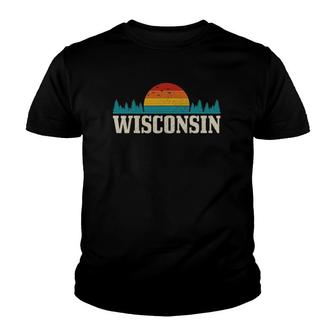 Wisconsin Vintage Pride Nature Outdoor Hiking Camping Youth T-shirt | Mazezy