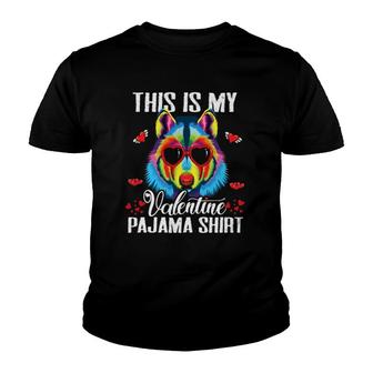 Wolf Heart Love Sunglasses This Is My Valentine Pajamas Youth T-shirt - Thegiftio UK