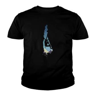 Woman Mountaineering Free Climbing Mountains Youth T-shirt | Mazezy